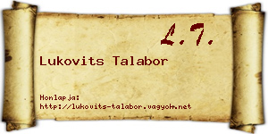 Lukovits Talabor névjegykártya